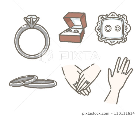手繪結婚戒指和訂婚戒指插圖 手繪結婚戒指和訂婚戒指插圖 130131634