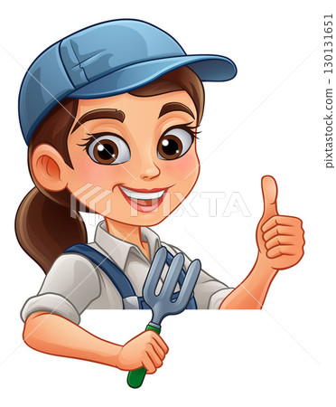 Woman Female Gardener Farmer Gardening Cartoon Woman Female Gardener Farmer Gardening Cartoon 130131651