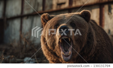 Roaring bear in the city 130131704