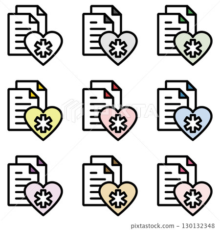 Illustration icon material set: Medical file 251 130132348