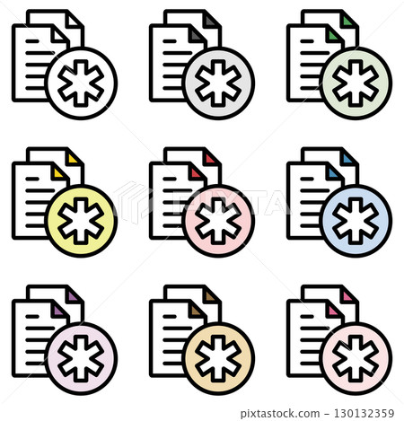 Illustration icon material set: Medical file 268 130132359