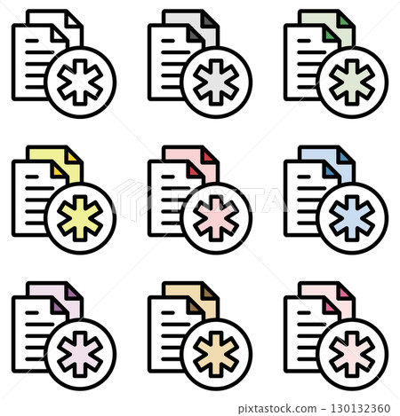 Illustration icon material set: Medical file 269 130132360