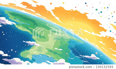 Earth centered, world map, centered illustration 130132593