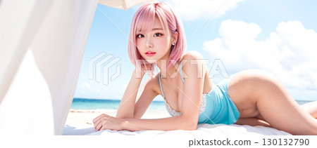 Bikini young lady 130132790