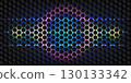 Neon Hexagon Honeycomb Futuristic Technology Pattern Background. 130133342
