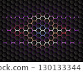 Neon Hexagon Honeycomb Futuristic Technology Pattern Background. 130133344