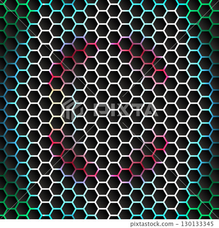 Neon Hexagon Honeycomb Futuristic Technology Pattern Background. Neon Hexagon Honeycomb Futuristic Technology Pattern Background. 130133345