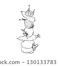Stack of Vegetables Hand Drawn Sketch 130133783