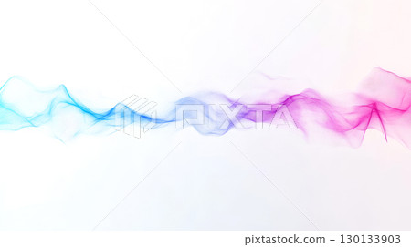 A creative digital representation of a rounded voice wave icon with flowing gradients in blue and purple, emphasizing sound visualization 130133903
