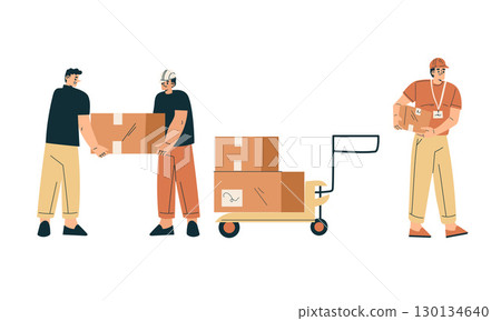 Teamwork in Action Efficiently Moving and Stacking Boxes for Better Logistics and Delivery 130134640