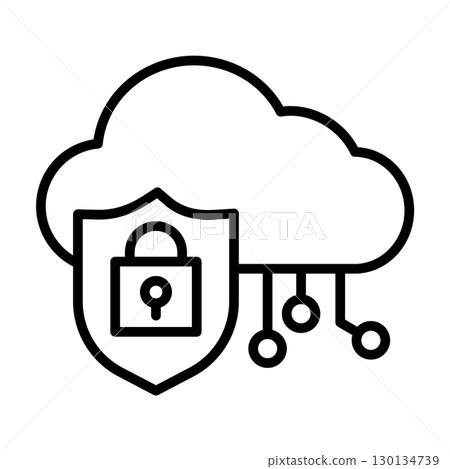 Protected cloud computing icon. Protected cloud computing icon. 130134739