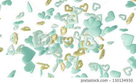 Teal and Gold Floating Hearts on Transparent Background Teal and Gold Floating Hearts on Transparent Background 130134930