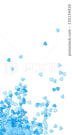 Decorative Blue Hearts on White Background for Romantic or Seasonal Overlay 130134939