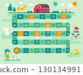 World tour board game template,Funny frame, ladders game,Farm, Vector illustrations. 130134991