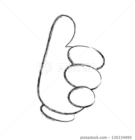 Vector Illustration Like Hand In Glove in Vintage Style. Hand Drawn Thumbs Up Icon. 130134995