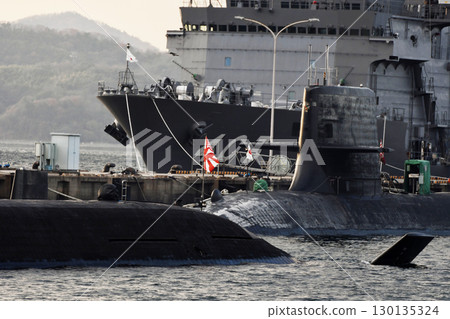 A submarine at a berth 130135324