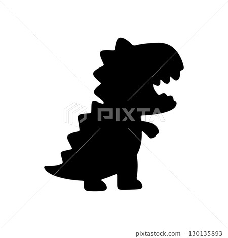 Cute dinosaur silhouette in a playful stance, showcasing delightful character and charm 130135893