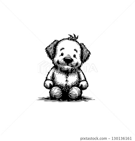 Adorable Hand-Drawn Sketch of a Puppy, a Heartwarming Black and White Portrait Adorable Hand-Drawn Sketch of a Puppy, a Heartwarming Black and White Portrait 130136161