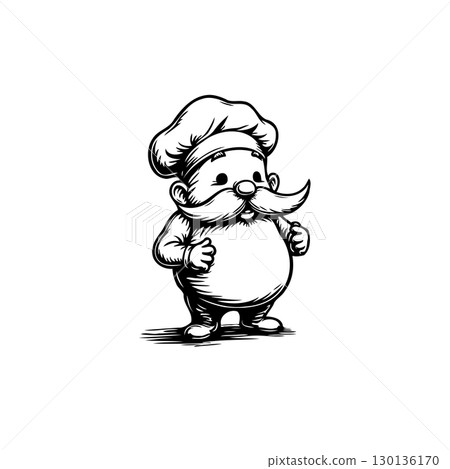 Charming cartoon chef illustration with a cute design and playful characterization 130136170