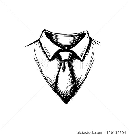 Elegant hand-drawn dress shirt and tie, showcasing sophistication and professional style Elegant hand-drawn dress shirt and tie, showcasing sophistication and professional style 130136204
