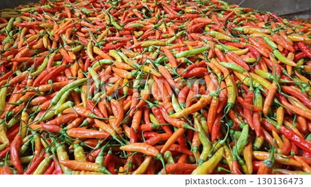 Vibrant red chili peppers with bold heat and fresh aroma, offering a perfect kick of spice and flavor to elevate any dish with just the right amount of fiery intensity in every bite. Vibrant red chili peppers with bold heat and fresh aroma, offering a perfect kick of spice and flavor to elevate any dish with just the right amount of fiery intensity in every bite. 130136473