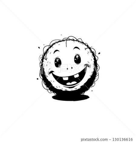 Whimsical Grinning Character with Quirky Beard and Playful Expression design 130136616