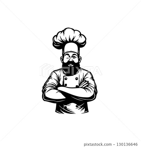 A Majestic Chef Illustration with Culinary Confidence and Kitchen Expertise A Majestic Chef Illustration with Culinary Confidence and Kitchen Expertise 130136646