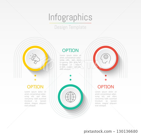 Infographic 3 options design elements for your business data. Vector Illustration. Infographic 3 options design elements for your business data. Vector Illustration. 130136680