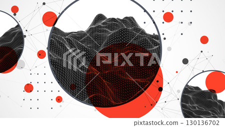 Trendy abstract wireframe background. Modern science or technology art elements. Surface illustration. Vector. 130136702
