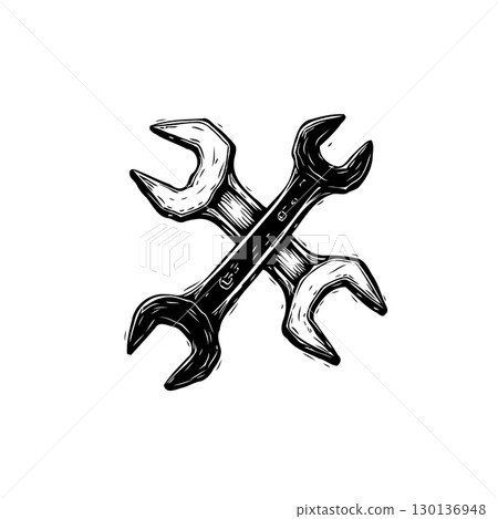 Illustration of Crossed Wrenches: A Symbol of Repair, Maintenance, and Industry 130136948