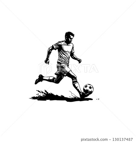 Dynamic Soccer Player Vector Illustration for Sports and Athletic Visuals Dynamic Soccer Player Vector Illustration for Sports and Athletic Visuals 130137487