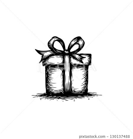 Hand-Drawn Gift Box Illustration with Ribbon for Celebrations and Special Occasions Hand-Drawn Gift Box Illustration with Ribbon for Celebrations and Special Occasions 130137488