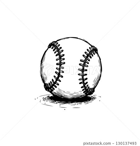 Baseball nostalgia: Artistic sketch of a classic baseball on white background Baseball nostalgia: Artistic sketch of a classic baseball on white background 130137493