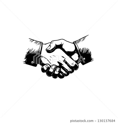 Monochrome Handshake Illustration: Agreement and Trust in Business and Partnership Monochrome Handshake Illustration: Agreement and Trust in Business and Partnership 130137684