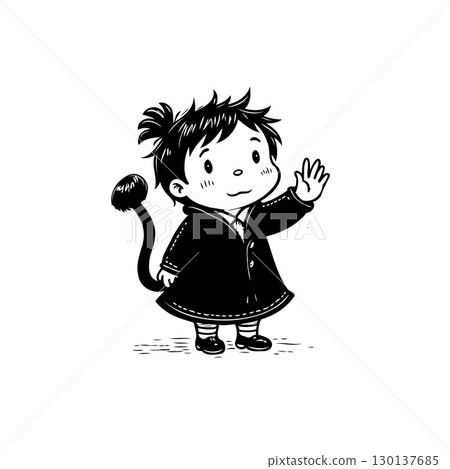 Cute cartoon boy with a tail waving, illustration for children's books 130137685