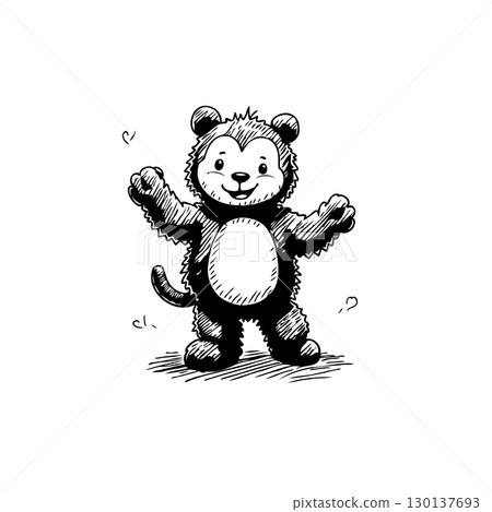 Cute cartoon monkey illustration with a joyful expression and welcoming pose 130137693