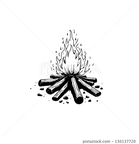 A Warm Campfire Illustration: Capturing the Essence of Outdoor Adventures and Coziness 130137720