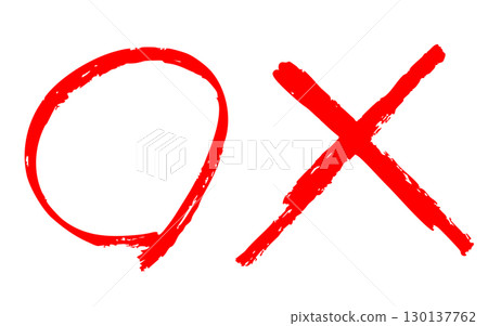 Hand-drawn illustrations of marks and crosses Hand-drawn illustrations of marks and crosses 130137762