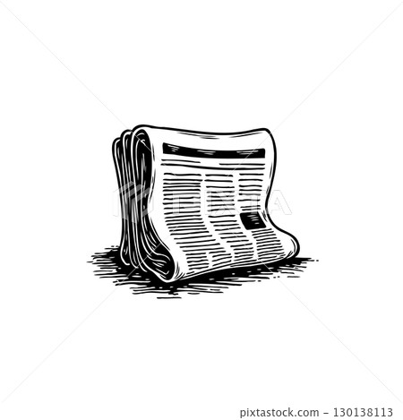 Monochrome newspaper illustration with folded pages in black and white design Monochrome newspaper illustration with folded pages in black and white design 130138113