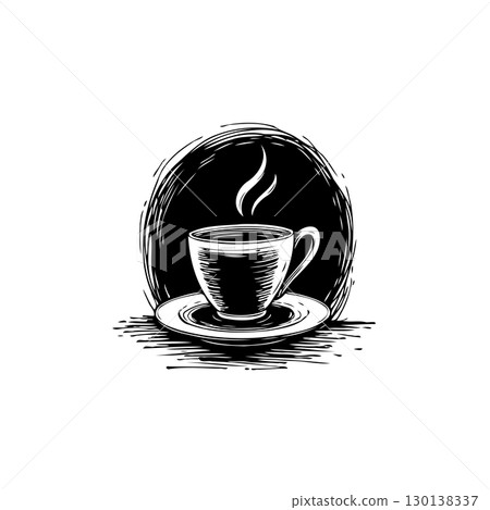 Elegant hand-drawn coffee cup illustration showcasing the art of coffee making Elegant hand-drawn coffee cup illustration showcasing the art of coffee making 130138337