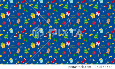 Christmas item seamless pattern background / with text, blue 130138358