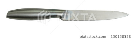 Stainless steel small kitchen knife and handle, isolated on white background 130138538