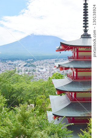 Chureito Pagoda and Mt. Fuji as seen from Mt. Arakurayama Chureito Pagoda and Mt. Fuji as seen from Mt. Arakurayama 130138924