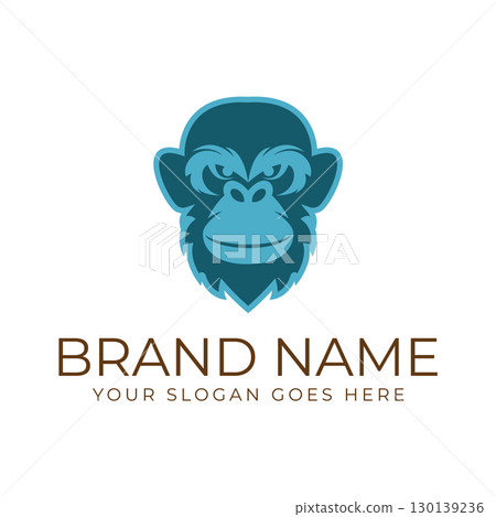 Creative design of elegant monkey head logo 130139236