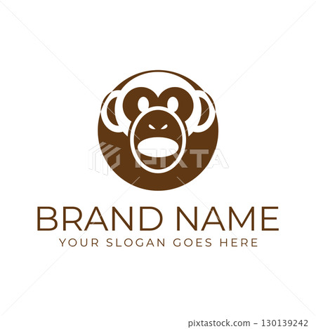 Creative design of elegant monkey head logo 130139242