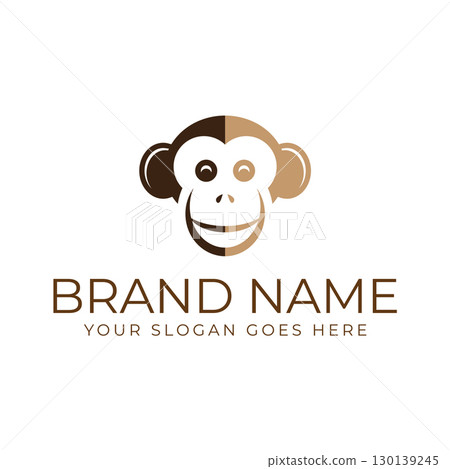 Creative design of elegant monkey head logo 130139245