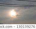 electricity line and wires with sky at sunset 130139276