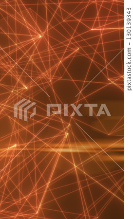 Abstract glowing orange laser beams forming a complex futuristic digital grid 130139343