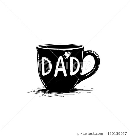A Simple Mug Design for Dad: Black and White Vector Illustration for Father's Day A Simple Mug Design for Dad: Black and White Vector Illustration for Father's Day 130139957
