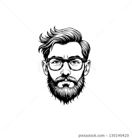 Stylish bearded man with glasses: A vintage illustration for the modern era 130140420